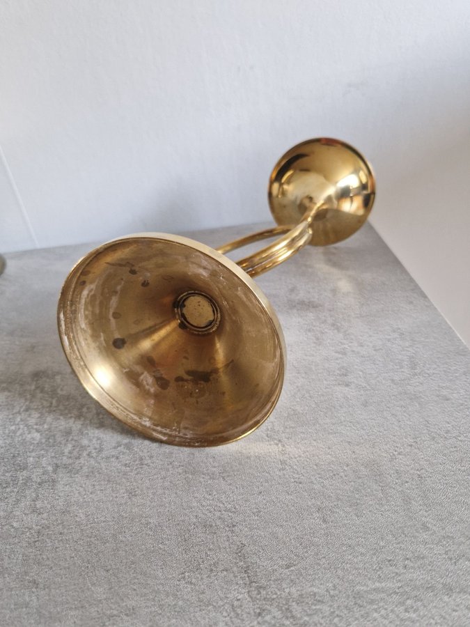 Ljusstake trumpet/horn i mässing Vintage