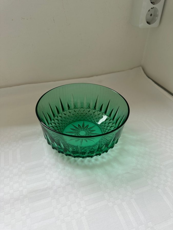 Vintage dessertskål arcoroc france grönt glas