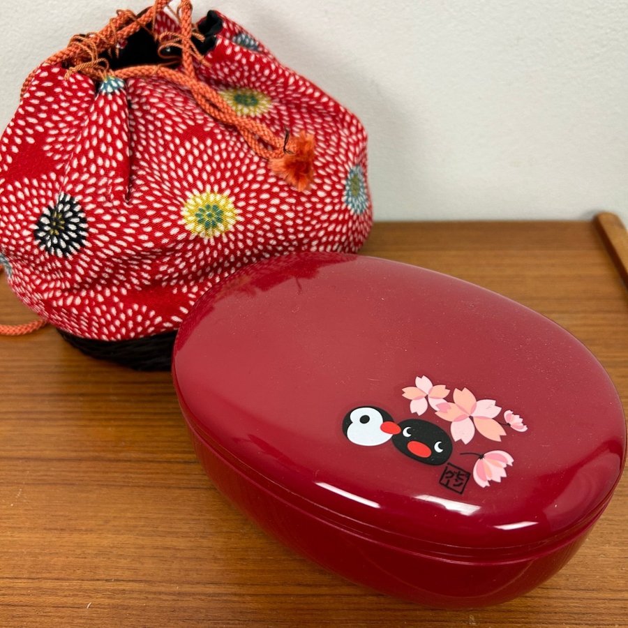 Vintage Japanese bento box and silk bag