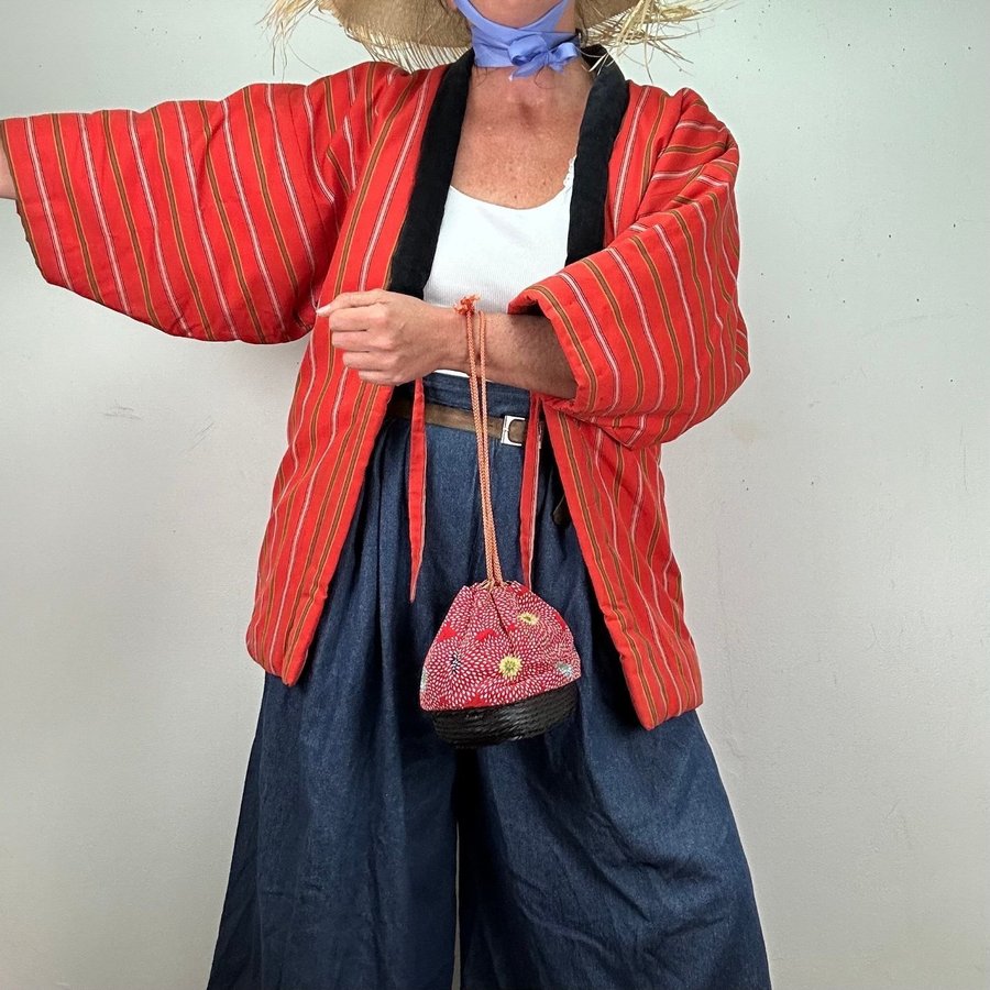 Vintage Japanese bento box and silk bag