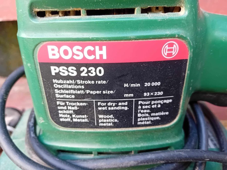 Bosch PSS 230 Slipmaskin. 150W 220V. 93 x 182 mm slipyta