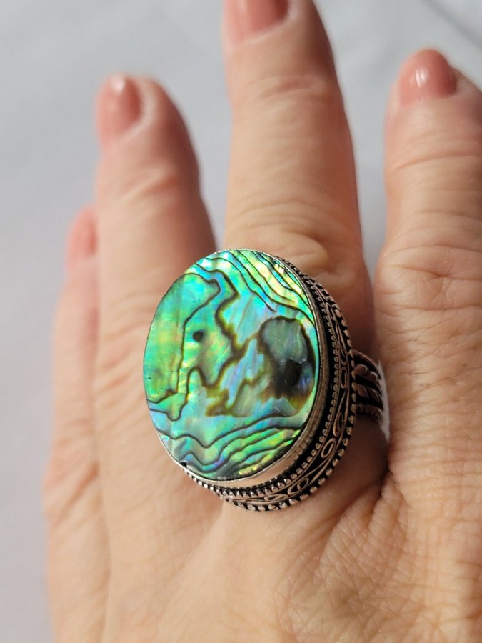 Abalone shell, ring stl. 17,5