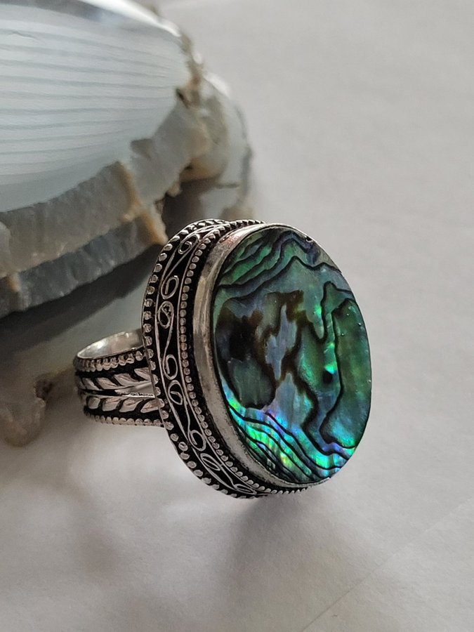 Abalone shell, ring stl. 17,5