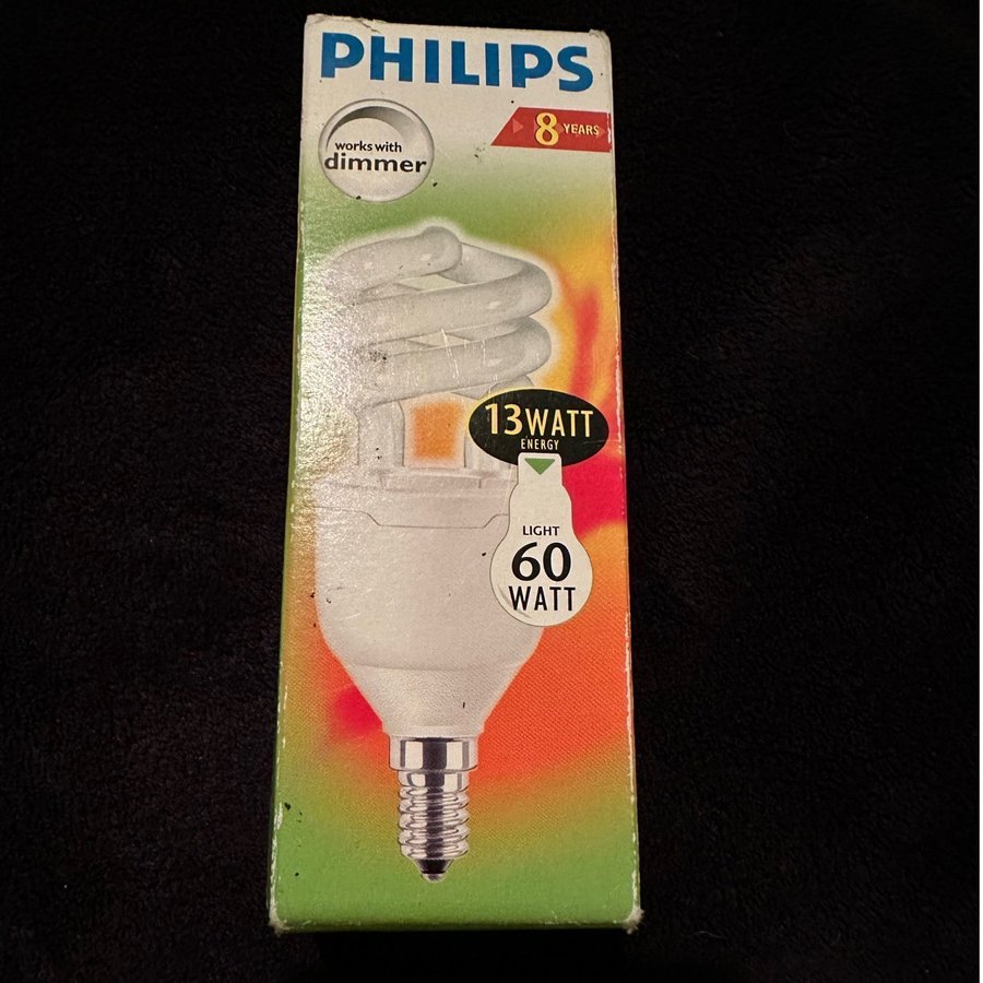 Philips dimbar lampa, 13 W = 60 W ljus