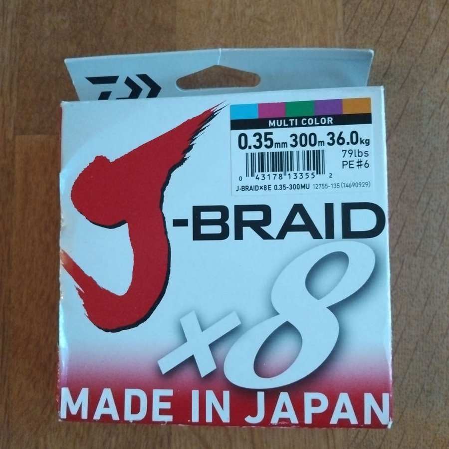 J-BRAID x8 0 35mm 300m 36kg multicolor