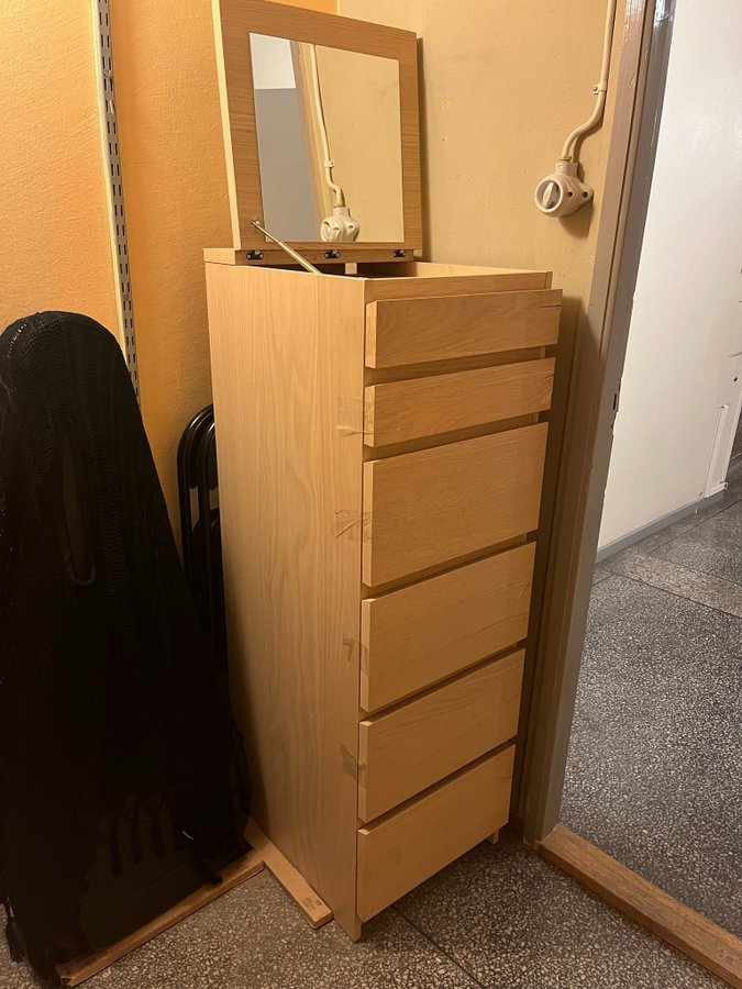 Byrå, IKEA, MALM, 6 lådor + spegel