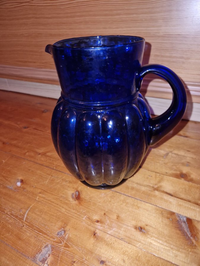 Pitcher glass kanna vintage cobald blue