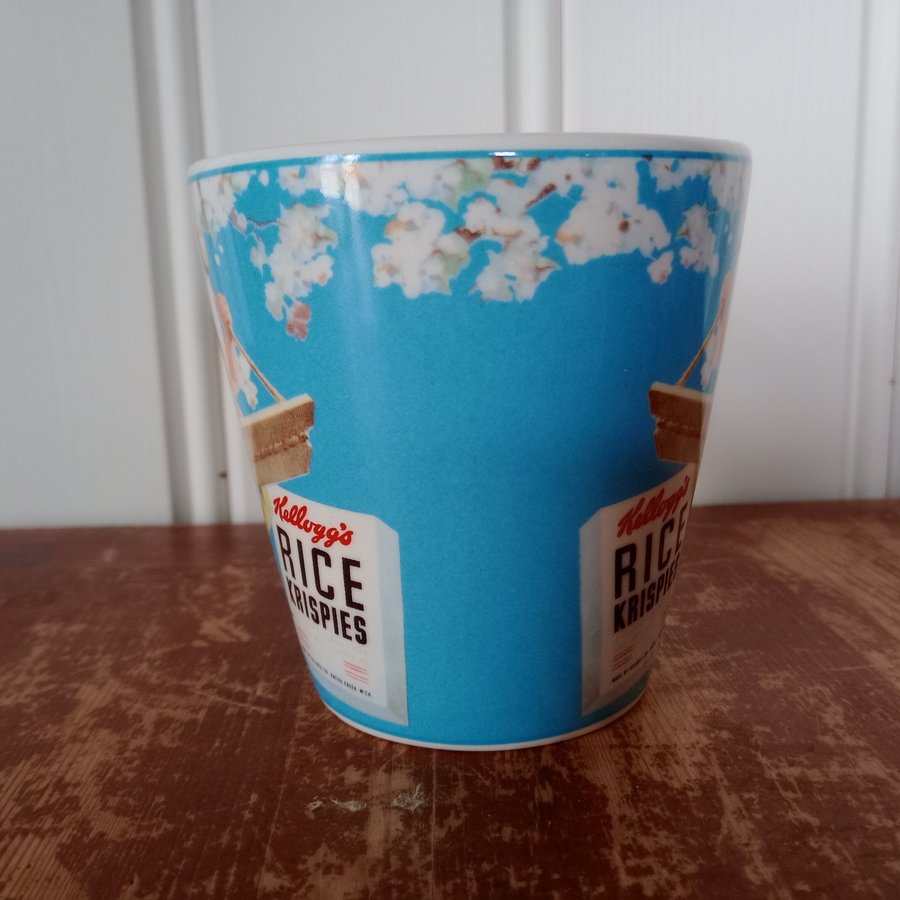 1 blå Vintage Kellogg's frukost mugg kopp gungande flicka rice krispies