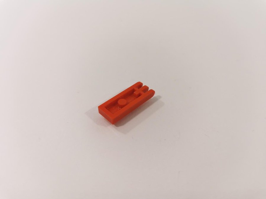 Lego - hinge - tile - ledad - 1x2 1/2 - 3 fästen - part 4275 - röd