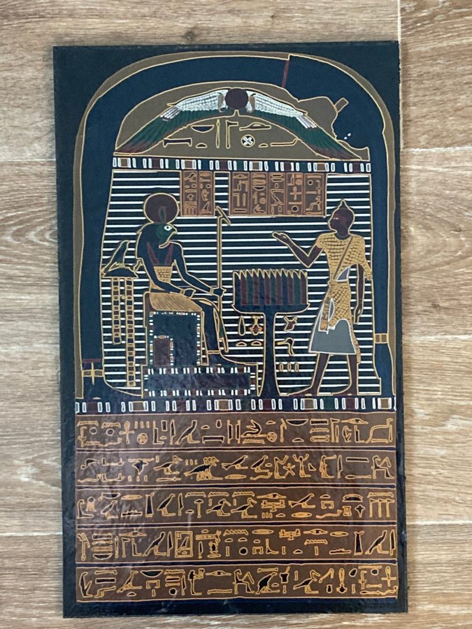 UPPENBARELSESTELEN EGYPTISK TRÄ STELE HIEROGLYFER SATAN ALEISTER CROWLEY THELEMA