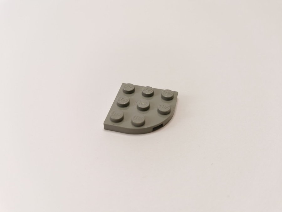 Lego - vinge - rund - plate - 3x3 - part 30357 - ljusgrå (old light gray)