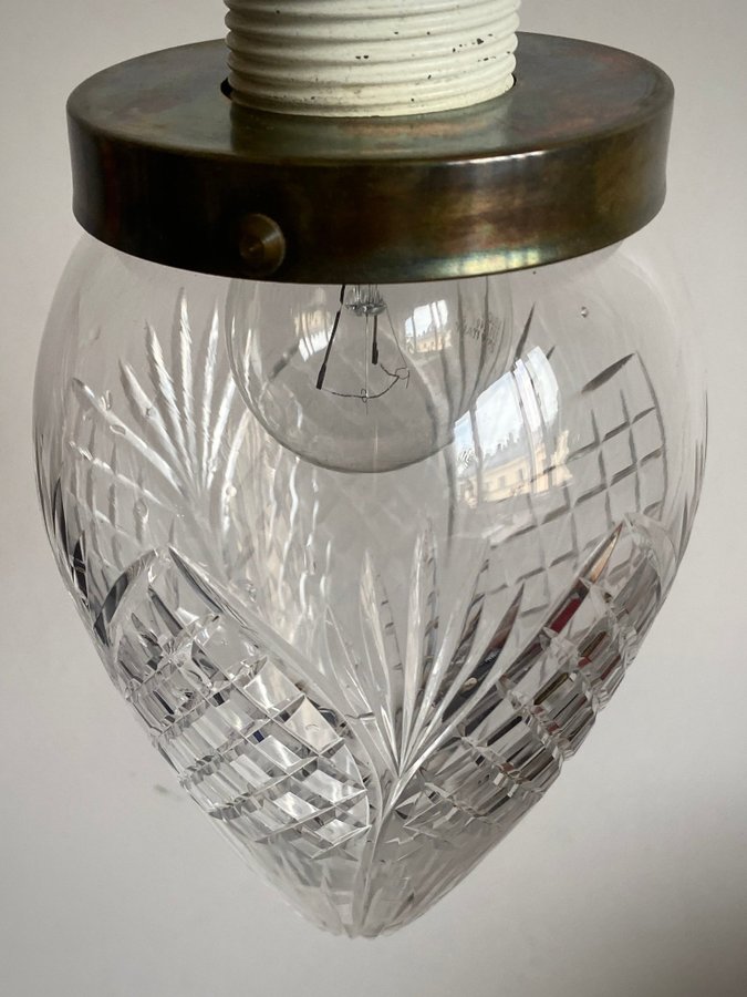 Taklampa glas mässing Jugend vintage antikt lampa tidig 1900-tal