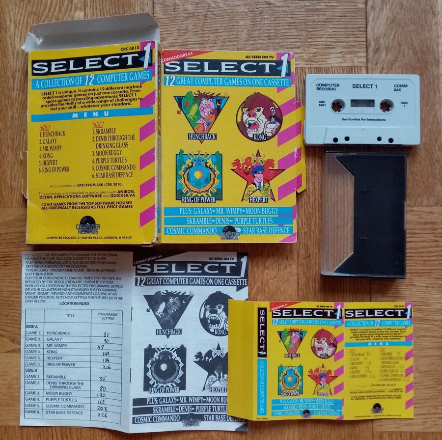 Select 1 (Computer Records) Kong,Hexpert,Skramble,Galaxy,Hunchback Commodore 64