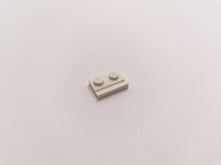 Lego - plate - modified - rail - 1x2 - part 32028 - vit