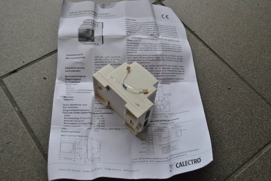 Calectro ABAV-S3 kontrollenhet för rökdetektor