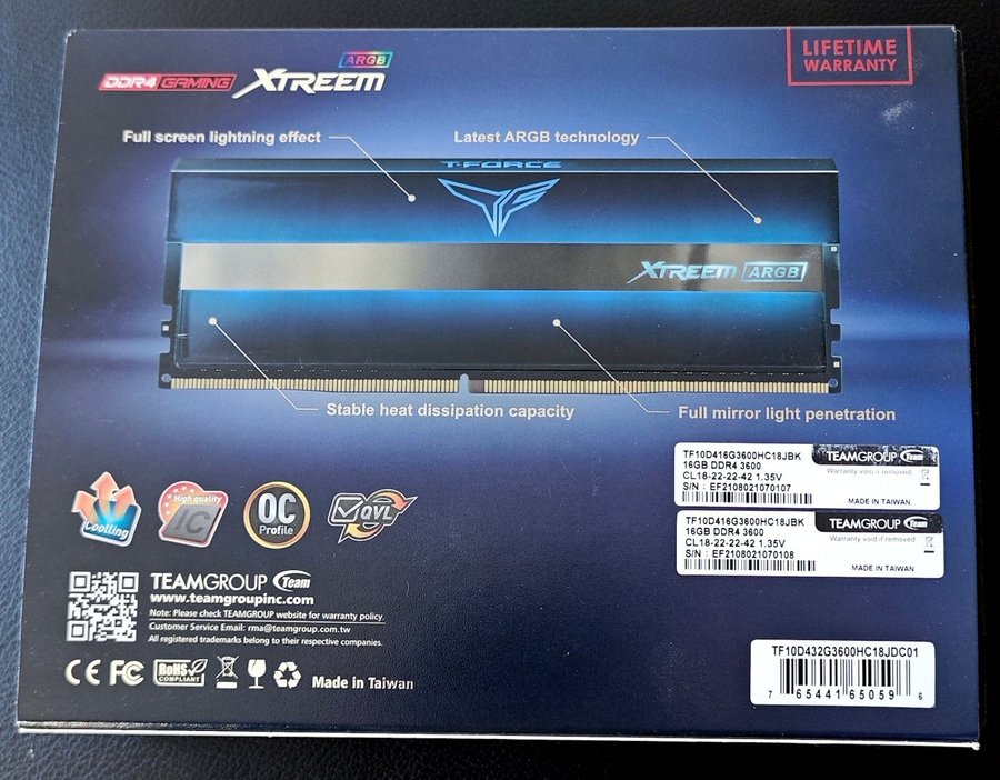 T-Force Xtreem ARGB DDR4 32GB (2x16GB) 3600MHz