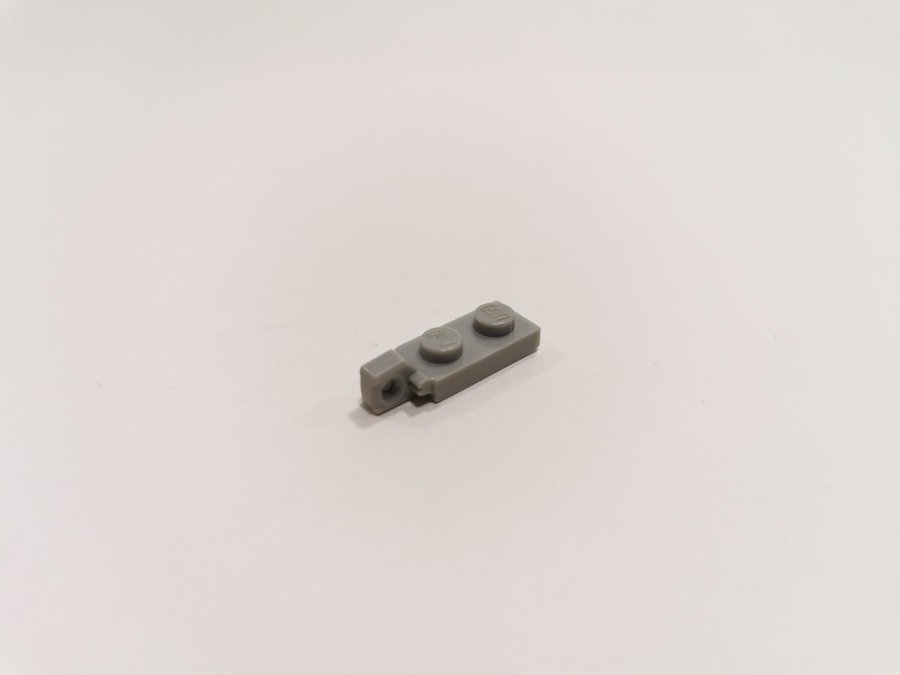 Lego - plate - modified - locking - 1x2 - part 44301 - ljusgrå (bluish)