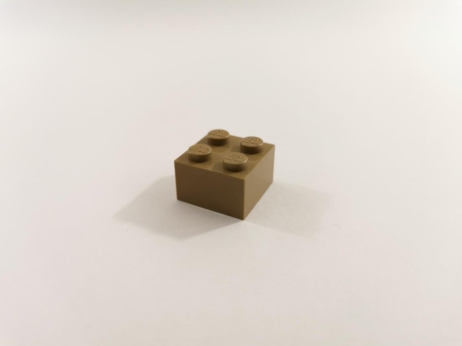 Lego - brick - bas - hög - 2x2 - part 3003 - biege (dark tan)