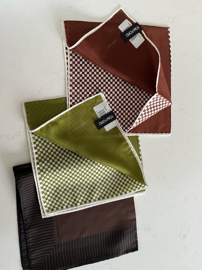 Tom Ford brun grön svart pocket squares