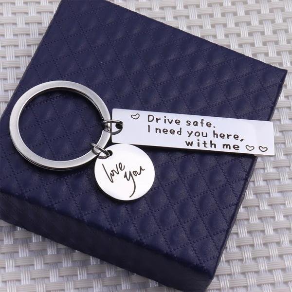 Key ring "Drive safe" stainless steel Silver