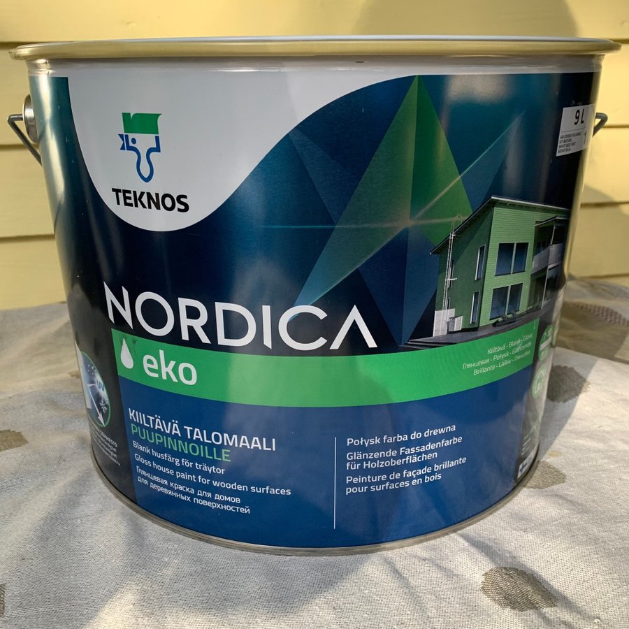 Teknos Nordica Eko 9L Blank Husfärg Vattenburen T7107 Gul