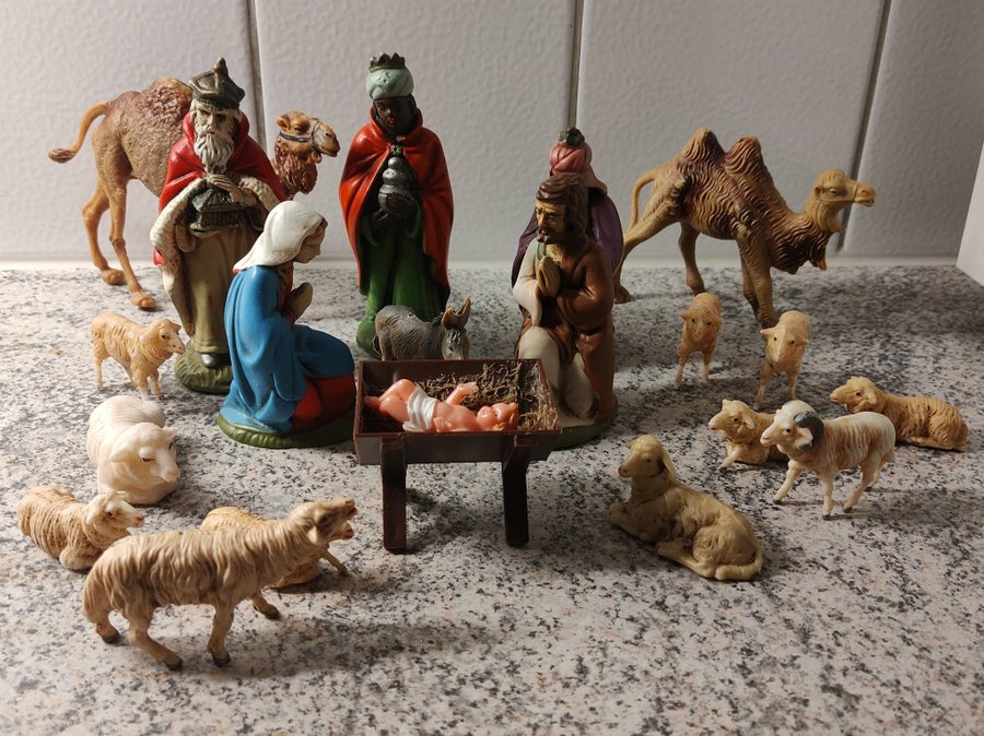 Vintage figurer och djur till julkrubba, så fina,Germany Nativity Replacement