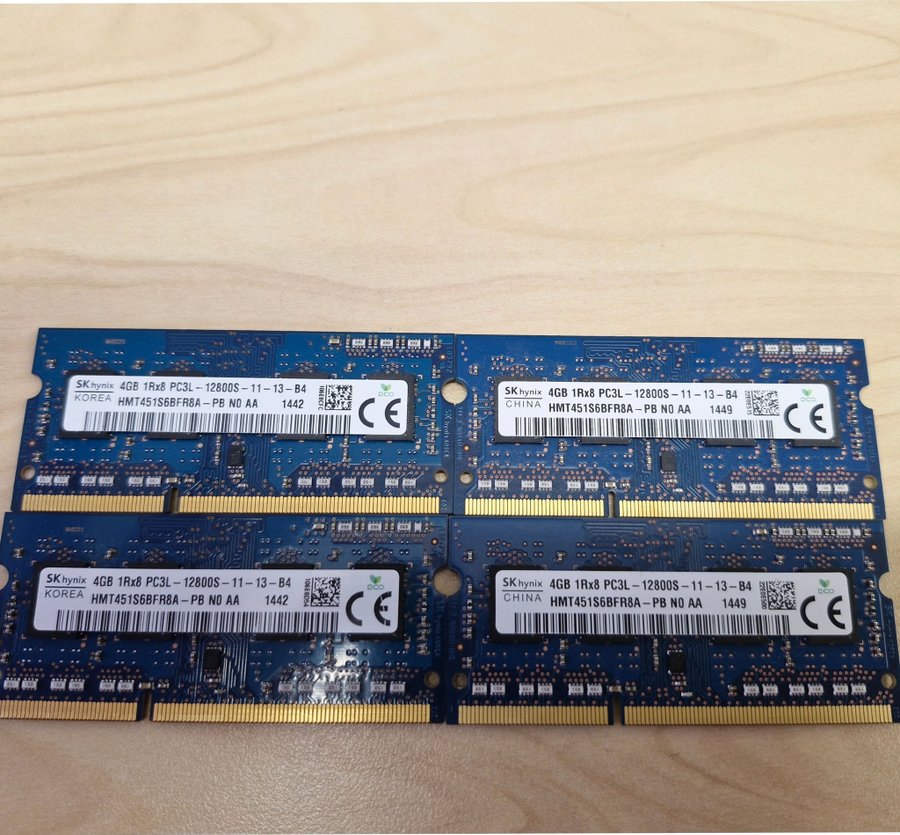 4x DDR3 Sodimm minnen 4gb