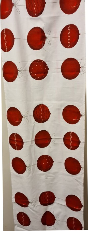 Löpare jul/vit med röda julkulor.152x43 cm.