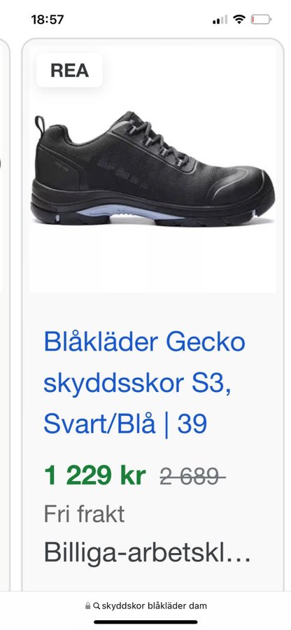 Blåkläder Skyddsskor Svart strl 39 bygg skor skydd jobbet arbetsskor sköna