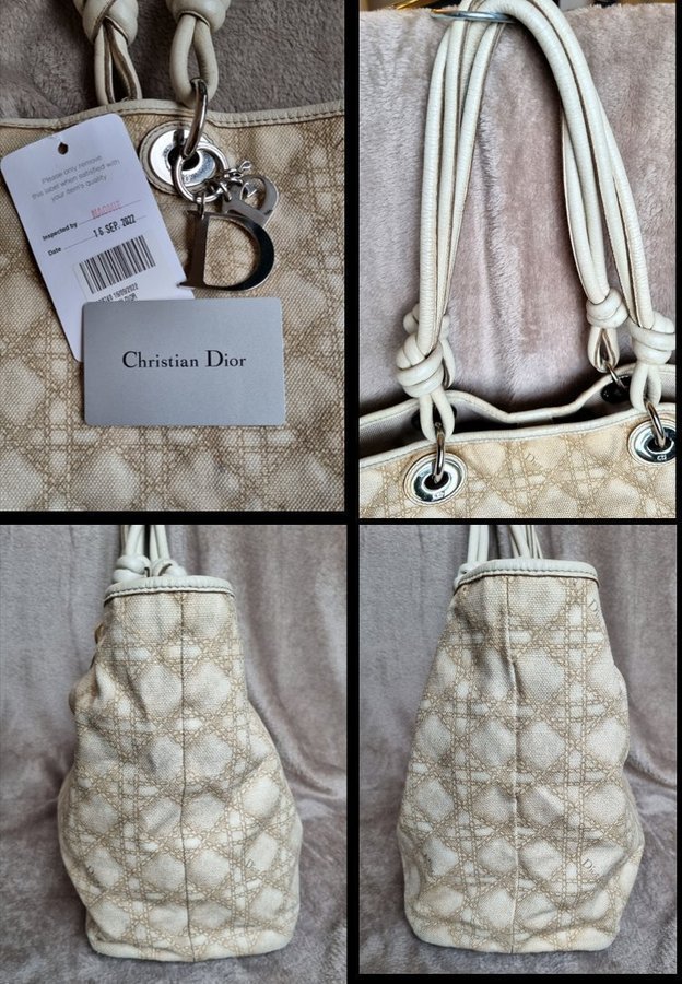 Dior Panarea Tote – beige Cannage-mönstrad canvas med läderdetaljer. Julklapp?