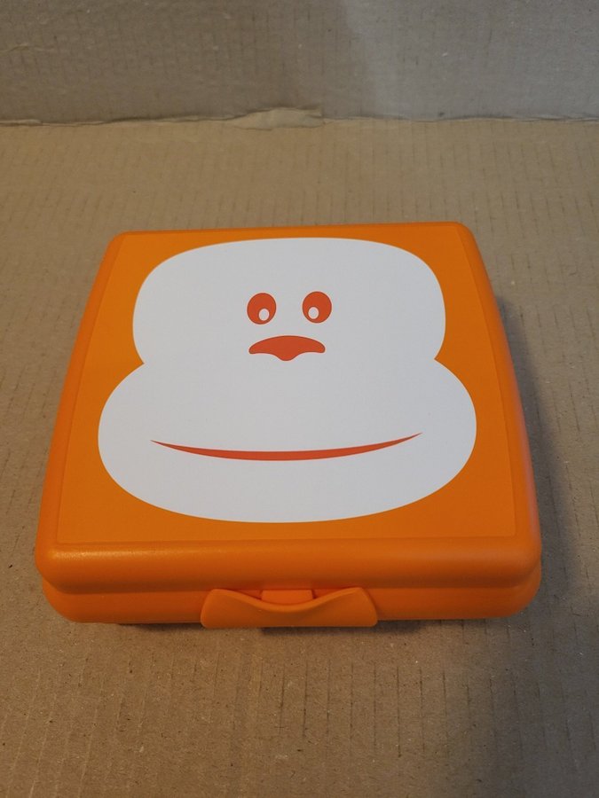 Tupperware Sandwichbox, orange med apa, HELT NY!