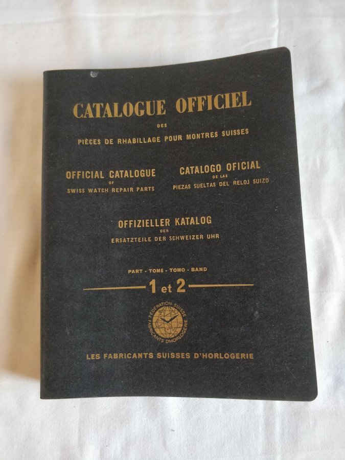 CATALOGUE OFFICIEL/OFFICIAL CATALOGUE OF SWISS WATCH REPAIR PARTS 1+2 1956