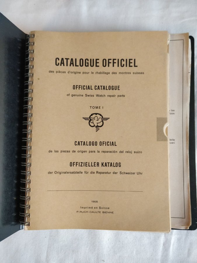 CATALOGUE OFFICIEL/OFFICIAL CATALOGUE OF SWISS WATCH REPAIR PARTS 1+2 1956