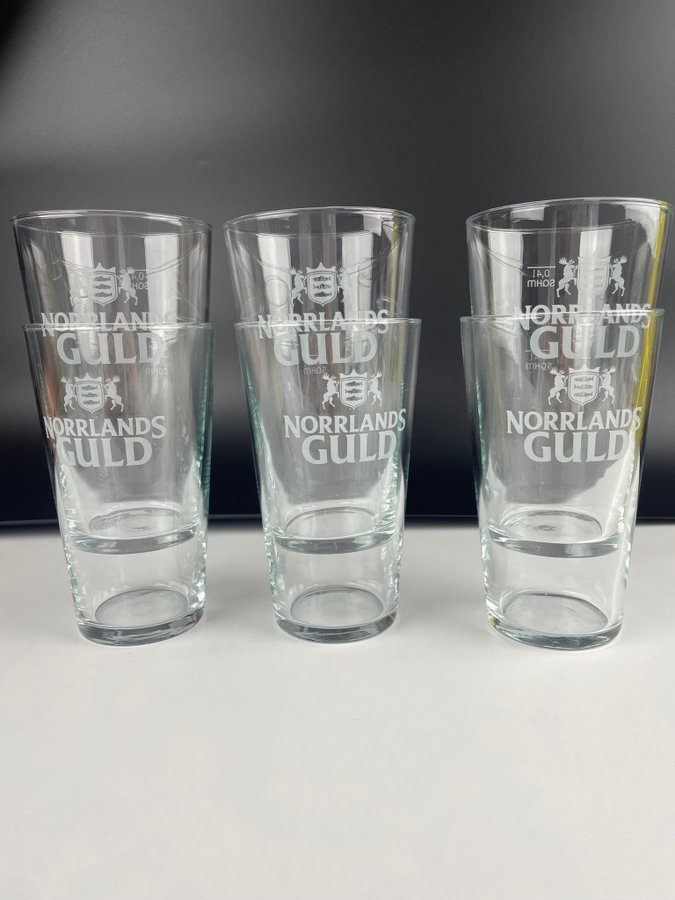 6 st Norrlands Guld ölglas 40 cl