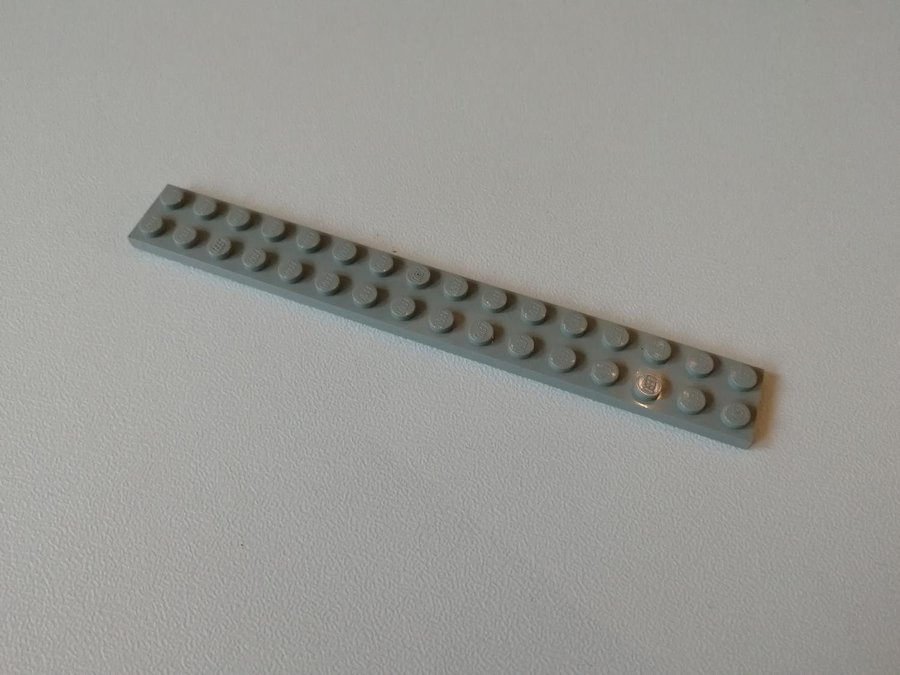 Lego - plate - bas - 2x16 - part 4282 - ljusgrå (old light gray)