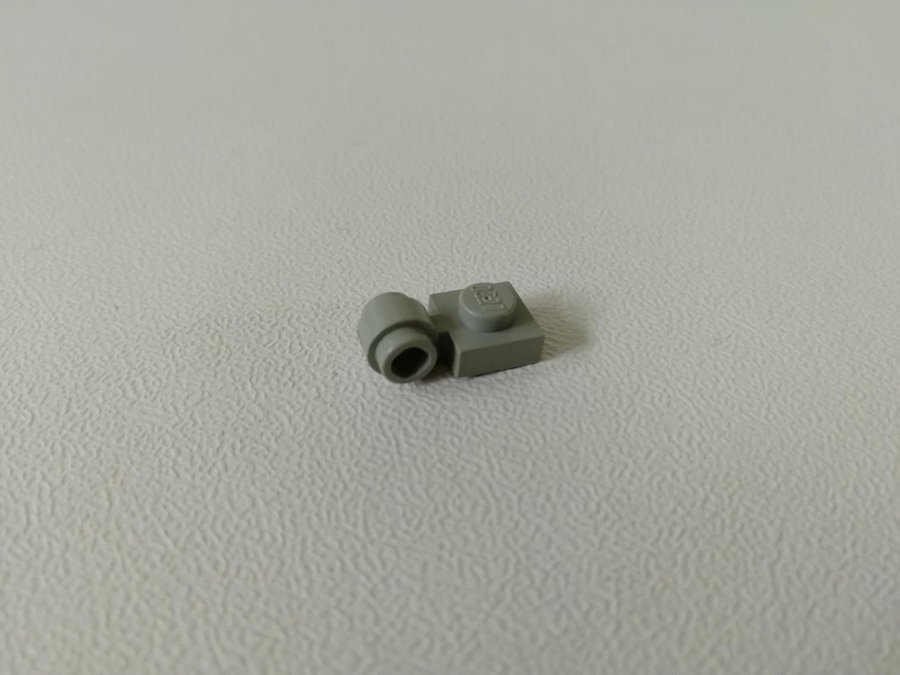 Lego - bit med fäste - ring - 1x1 part 4081 - ljusgrå (old light gray)