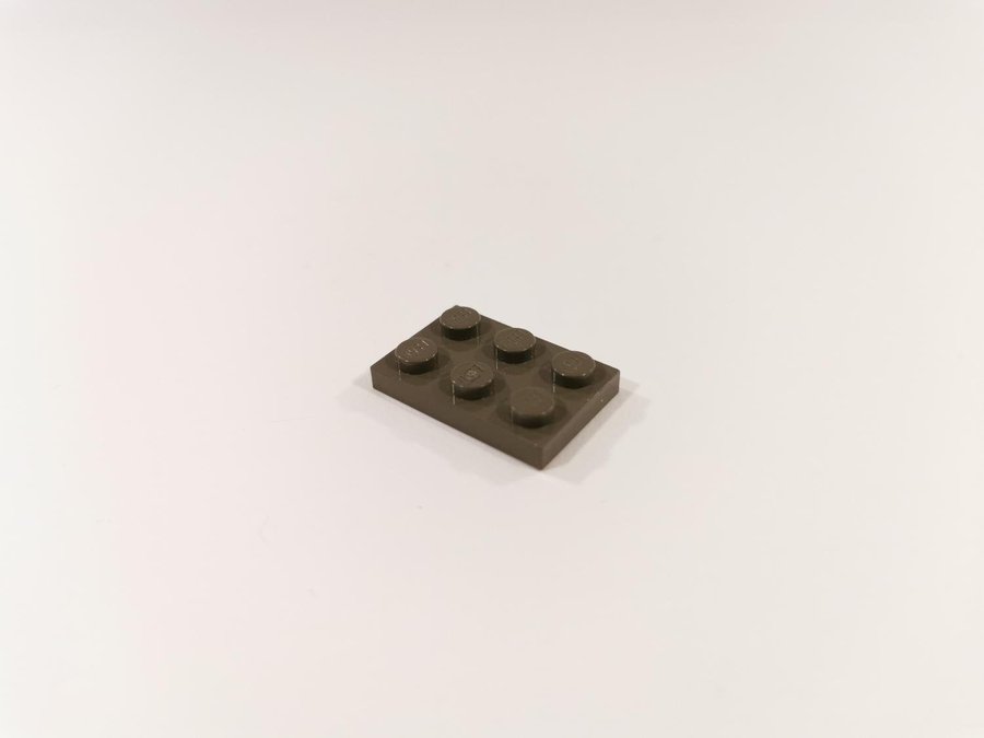 Lego - bit - bas - plate - 2x3 - part 3021 - mörkgrå (old dark gray)