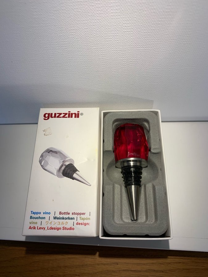 Guzzini Italy wine stopper red top vintage elegant