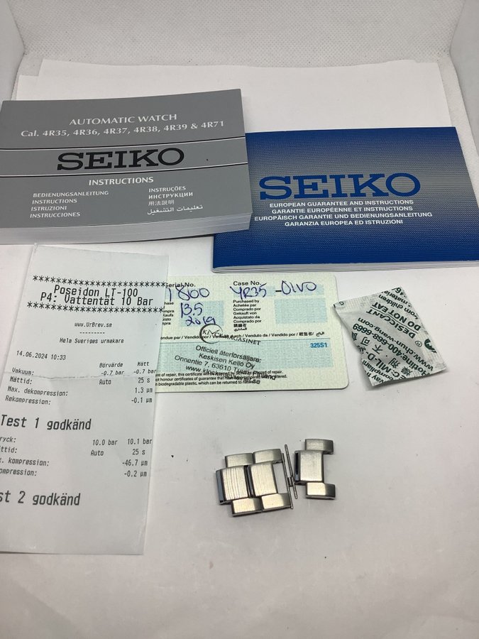 SEIKO SRPF03K1 uttagen 2019, provtryckt juni 2024, box, cert, instr. extra led