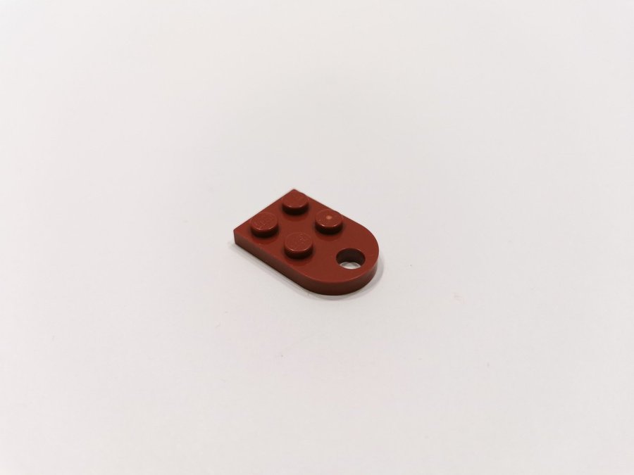 Lego - plate - modifierad - med hål - 2x3 - part 3176 - vinröd (dark red)