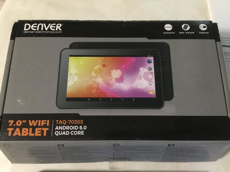 Ny Denver 7 tums Tablet - wifi, 16Gb + 1 Gb Ram - TAQ 70303 Quad core