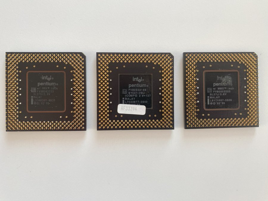 3st Pentium MMX CPU:er 166 200 samt 233Mhz