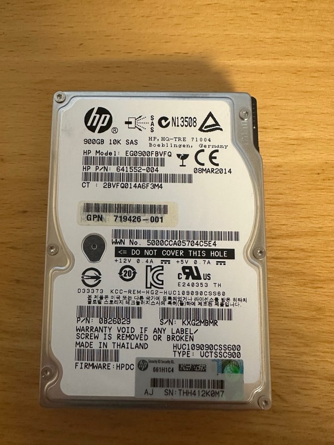 4x HP EG0900FBVFQ 900GB 10K SAS