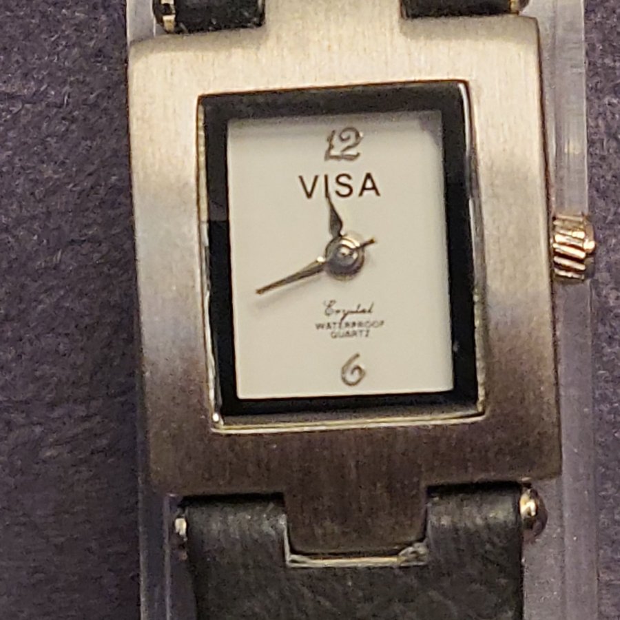 Visa Kvarts Damklocka med Svart Läderarmband