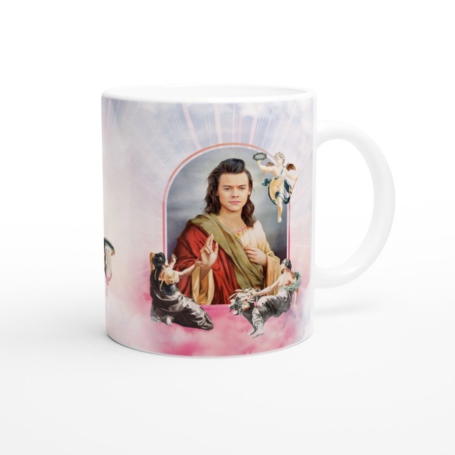 Saint Harry Styles Savior Angels Design White Coffee Mug