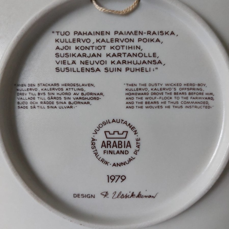 Arabia Tallrik 1979 - Tuu Pahainen Paimen-Raiska