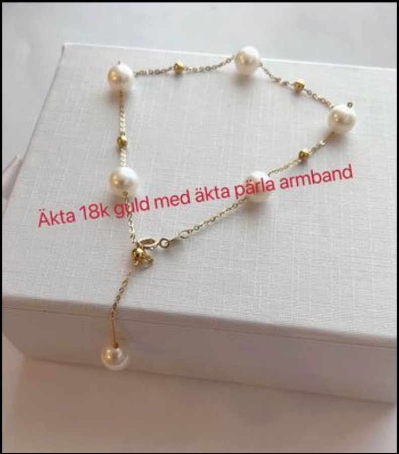 Armband:18k guld med äkta pärla