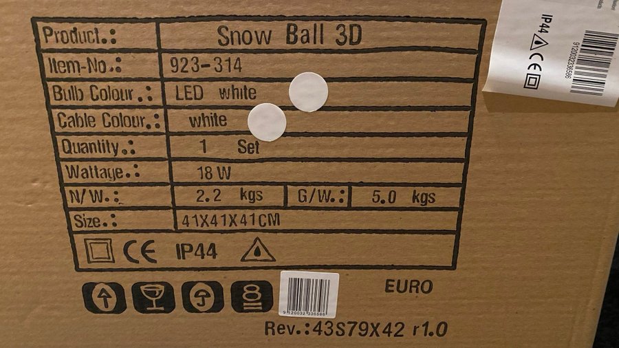 LED-3D snöboll juldekoration