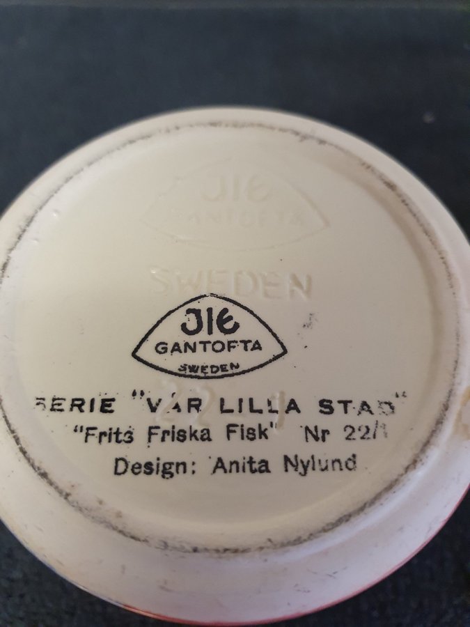 Gantofta burk med lock "Frits Friska Fisk"