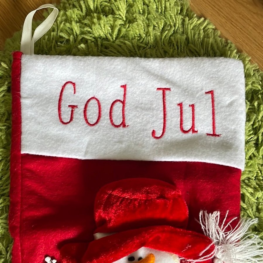 Julstrumpa med snögubbe